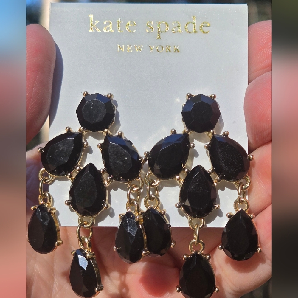 HOST PICK! 🎉🎊Kate Spade Black & Gold Earrings NEW - Picture 3 of 6